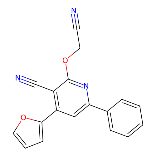 2-(Cyanomethoxy)-4-(2-furyl)-6-phenylnicotinonitrile structure