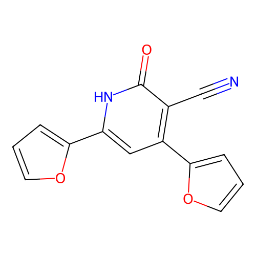 4,6-Di(2-furyl)-2-oxo-1,2-dihydro-3-pyridinecarbonitrile structure