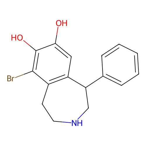 6-Bromo-1-phenyl-2,3,4,5-tetrahydro-1H-benzo[d]azepine-7,8-diol; hydrobromide structure