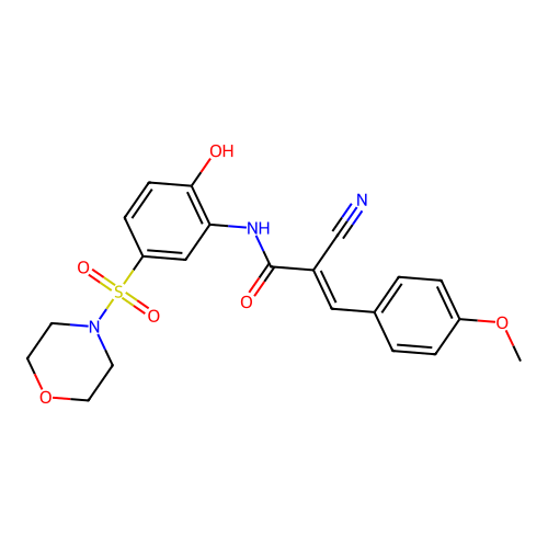 (E)-2-cyano-N-(2-hydroxy-5-morpholin-4-ylsulfonylphenyl)-3-(4-methoxyphenyl)prop-2-enamide structure