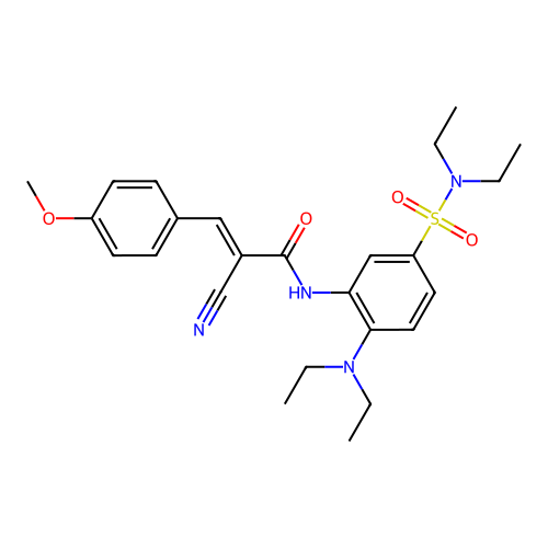 2-cyano-N-[2-(diethylamino)-5-(diethylsulfamoyl)phenyl]-3-(4-methoxyphenyl)prop-2-enamide structure