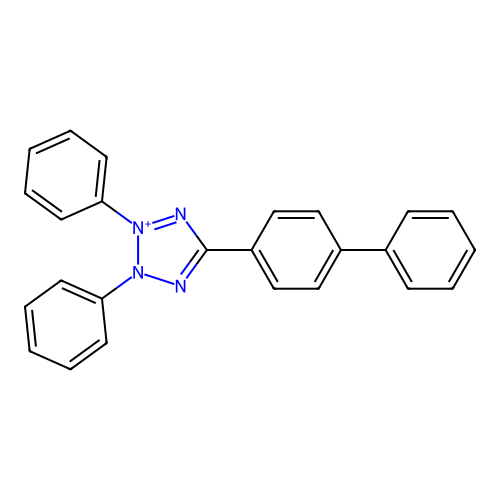 5-[1,1a(2)-Biphenyl]-4-yl-2,3-diphenyl-2H-tetrazolium structure