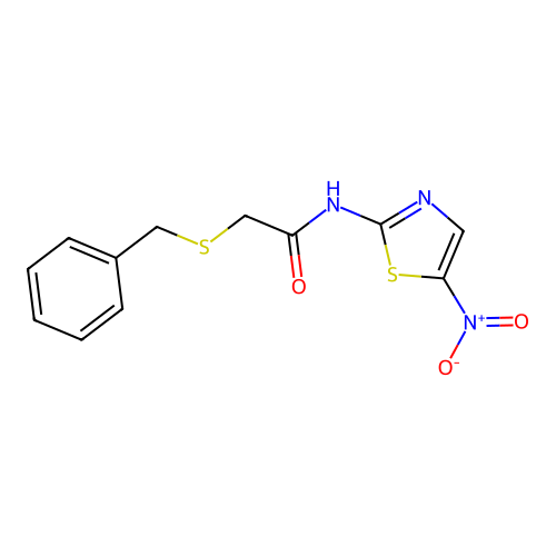2-(benzylsulfanyl)-N-(5-nitro-1,3-thiazol-2-yl)acetamide structure