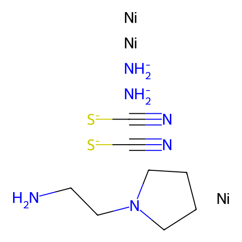Azanide;nickel;2-pyrrolidin-1-ylethanamine;dithiocyanate structure