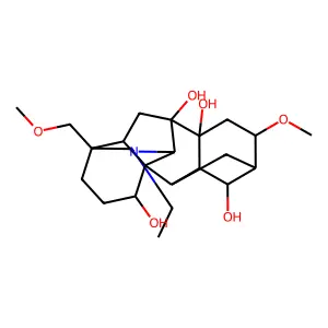 Aconitane-1,7,8,14-tetrol, 20-ethyl-16-methoxy-4-(methoxymethyl)-, (1alpha,14alpha,16beta)- structure
