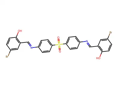 2,2'-(Sulphonylbis(4,1-phenylenenitrilomethylidyne))bis(4-bromophenol) structure