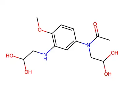 N-(Dihydroxyethyl)-N-(3-((dihydroxyethyl)amino)-4-methoxyphenyl)acetamide structure