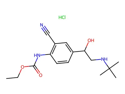 1-(4'-Ethoxycarbonylamino-3'-cyanophenyl)-2-tert-butylamino-ethanol hydrochloride structure