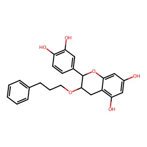 2H-1-Benzopyran-5,7-diol, 2-(3,4-dihydroxyphenyl)-3,4-dihydro-3-(3-phenylpropoxy)-, (2R-trans)- structure