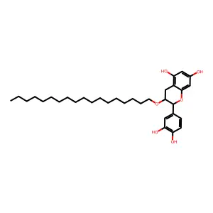 2H-1-Benzopyran-5,7-diol, 2-(3,4-dihydroxyphenyl)-3,4-dihydro-3-(octadecyloxy)-, (2R-trans)- structure