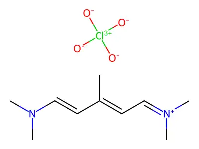 [(2E,4E)-5-(dimethylamino)-3-methylpenta-2,4-dien-1-ylidene]dimethylazanium perchlorate structure