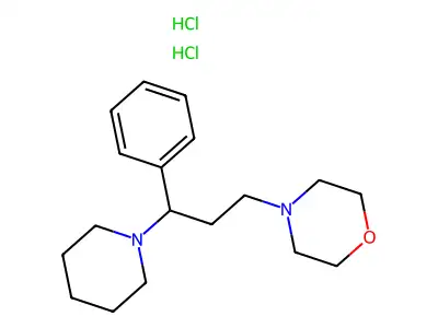 Morpholine, 4-(3-phenyl-3-piperidinopropyl)-, dihydrochloride structure