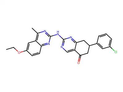 7-(3-chlorophenyl)-2-[(6-ethoxy-4-methylquinazolin-2-yl)amino]-7,8-dihydroquinazolin-5(6H)-one structure