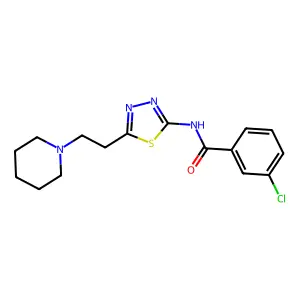 3-chloro-N-[5-(2-piperidin-1-ylethyl)-1,3,4-thiadiazol-2-yl]benzamide structure