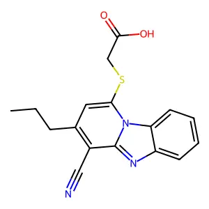 2-(4-Cyano-3-propylpyrido[1,2-a]benzimidazol-1-yl)sulfanylacetic acid structure