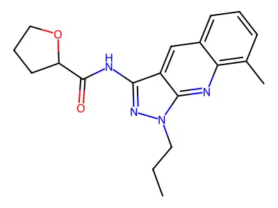 N-(8-methyl-1-propylpyrazolo[3,4-b]quinolin-3-yl)oxolane-2-carboxamide structure