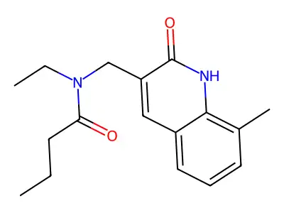 N-ethyl-N-[(8-methyl-2-oxo-1H-quinolin-3-yl)methyl]butanamide structure