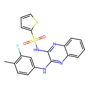 N-(3-((3-fluoro-4-methylphenyl)amino)quinoxalin-2-yl)thiophene-2-sulfonamide structure