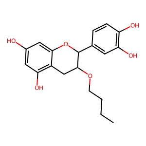 2H-1-Benzopyran-5,7-diol, 3-butoxy-2-(3,4-dihydroxyphenyl)-3,4-dihydro-, (2R-trans)- structure