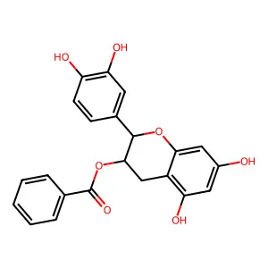 2H-1-Benzopyran-3,5,7-triol, 2-(3,4-dihydroxyphenyl)-3,4-dihydro-,3-benzoate, (2R-trans)- structure