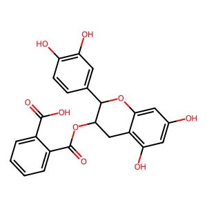 1,2-Benzenedicarboxylic acid, mono(2-(3,4-dihydroxyphenyl)-3,4-dihydro-5,7-dihydroxy-2H-1-benzopyran-3-yl) ester, (2R-trans)- structure