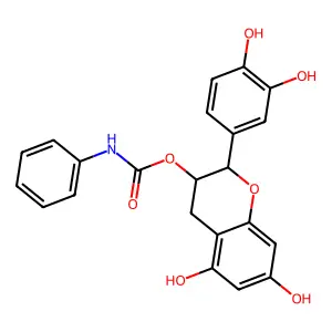 2H-1-Benzopyran-3,5,7-triol, 2-(3,4-dihydroxyphenyl)-3,4-dihydro-,3-(phenylcarbamate), (2R-trans)- structure