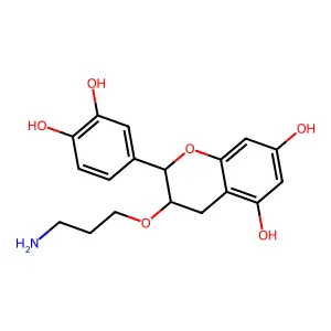 2H-1-Benzopyran-5,7-diol, 3-(3-aminopropoxy)-2-(3,4-dihydroxyphenyl)-3,4-dihydro-, (2R-trans)- structure