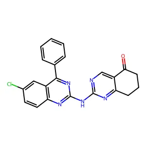 2-[(6-chloro-4-phenylquinazolin-2-yl)amino]-7,8-dihydroquinazolin-5(6H)-one structure