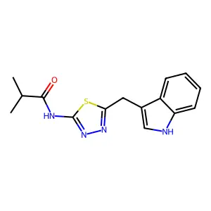 N-[5-(1H-indol-3-ylmethyl)-1,3,4-thiadiazol-2-yl]-2-methylpropanamide structure