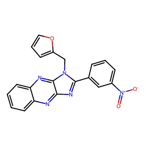 1-(furan-2-ylmethyl)-2-(3-nitrophenyl)-1H-imidazo[4,5-b]quinoxaline structure