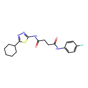 N1-(5-cyclohexyl-1,3,4-thiadiazol-2-yl)-N4-(4-fluorophenyl)succinamide structure