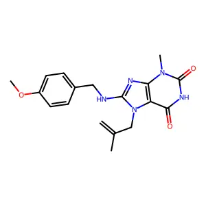 8-((4-methoxybenzyl)amino)-3-methyl-7-(2-methylallyl)-1H-purine-2,6(3H,7H)-dione structure