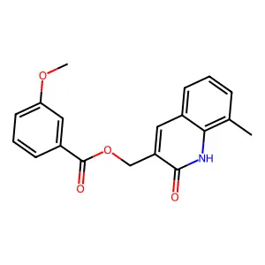(8-methyl-2-oxo-1H-quinolin-3-yl)methyl 3-methoxybenzoate structure