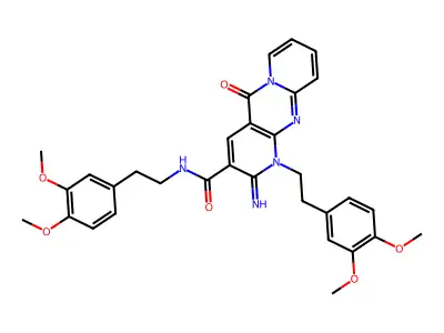 N,1-bis[2-(3,4-dimethoxyphenyl)ethyl]-2-imino-5-oxo-1,5-dihydro-2H-dipyrido[1,2-a:2',3'-d]pyrimidine-3-carboxamide structure