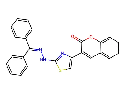 3-{2-[2-(diphenylmethylidene)hydrazinyl]-1,3-thiazol-4-yl}-2H-chromen-2-one structure