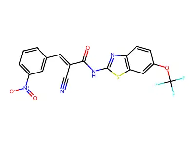 2-cyano-3-(3-nitrophenyl)-N-[6-(trifluoromethoxy)-1,3-benzothiazol-2-yl]prop-2-enamide structure