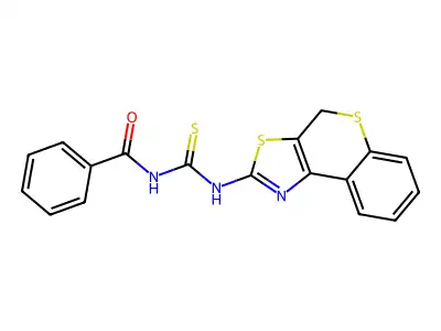 N-(4H-thiochromeno[4,3-d][1,3]thiazol-2-ylcarbamothioyl)benzamide structure