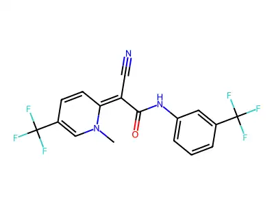 (2Z)-2-cyano-2-[1-methyl-5-(trifluoromethyl)pyridin-2-ylidene]-N-[3-(trifluoromethyl)phenyl]acetamide structure