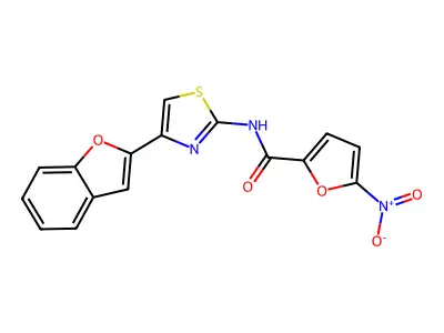 N-[4-(1-benzofuran-2-yl)-1,3-thiazol-2-yl]-5-nitrofuran-2-carboxamide structure