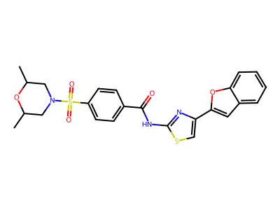 N-[4-(1-benzofuran-2-yl)-1,3-thiazol-2-yl]-4-(2,6-dimethylmorpholin-4-yl)sulfonylbenzamide structure