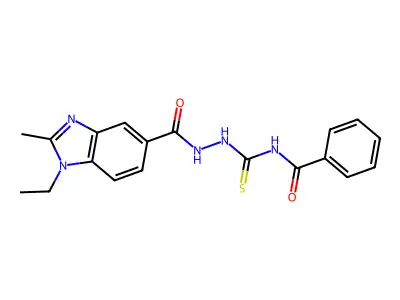 N-[[(1-ethyl-2-methylbenzimidazole-5-carbonyl)amino]carbamothioyl]benzamide structure