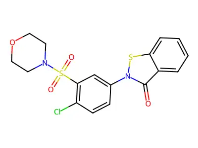 2-[4-Chloro-3-(morpholine-4-sulfonyl)phenyl]-2,3-dihydro-1,2-benzothiazol-3-one structure