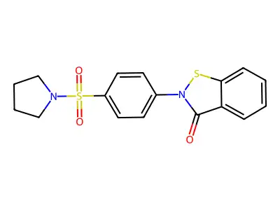 2-(4-Pyrrolidin-1-ylsulfonylphenyl)-1,2-benzothiazol-3-one structure