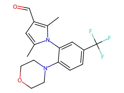 2,5-dimethyl-1-[2-(morpholin-4-yl)-5-(trifluoromethyl)phenyl]-1H-pyrrole-3-carbaldehyde structure