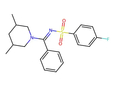 N-[(3,5-dimethylpiperidin-1-yl)-phenylmethylidene]-4-fluorobenzenesulfonamide structure
