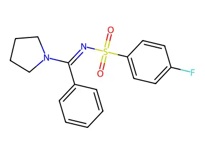 4-fluoro-N-[phenyl(pyrrolidin-1-yl)methylidene]benzenesulfonamide structure