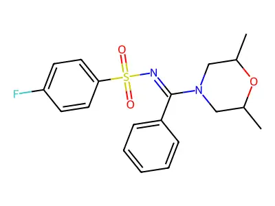 N-[(2,6-dimethylmorpholin-4-yl)-phenylmethylidene]-4-fluorobenzenesulfonamide structure