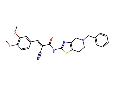 N-{5-benzyl-4H,5H,6H,7H-[1,3]thiazolo[4,5-c]pyridin-2-yl}-2-cyano-3-(3,4-dimethoxyphenyl)prop-2-enamide structure