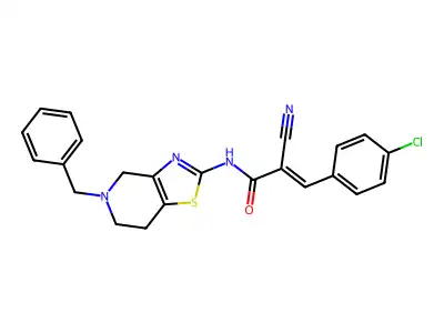 N-{5-benzyl-4H,5H,6H,7H-[1,3]thiazolo[4,5-c]pyridin-2-yl}-3-(4-chlorophenyl)-2-cyanoprop-2-enamide structure