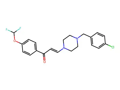 3-[4-[(4-chlorophenyl)methyl]piperazin-1-yl]-1-[4-(difluoromethoxy)phenyl]prop-2-en-1-one structure